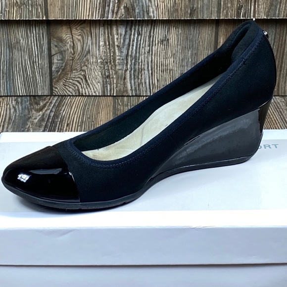 AK Sport AKTAITE 2 Memory Foam Black Wedge Heels - Picture 1 of 9